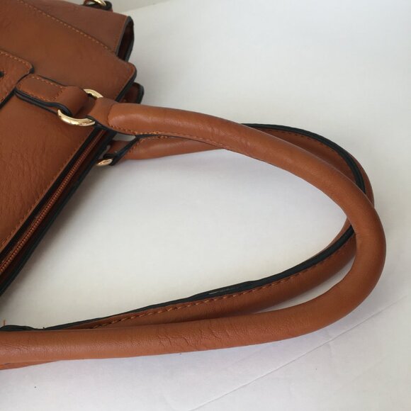 Luxurious Brown Handbag Goldtone Metal Trim Unbranded - Picture 9 of 10
